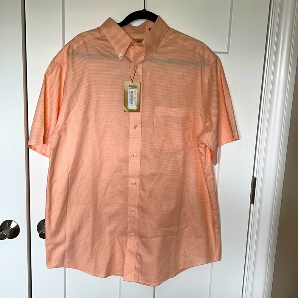 NWT Orange Checkered Short Sleeve Button-Down